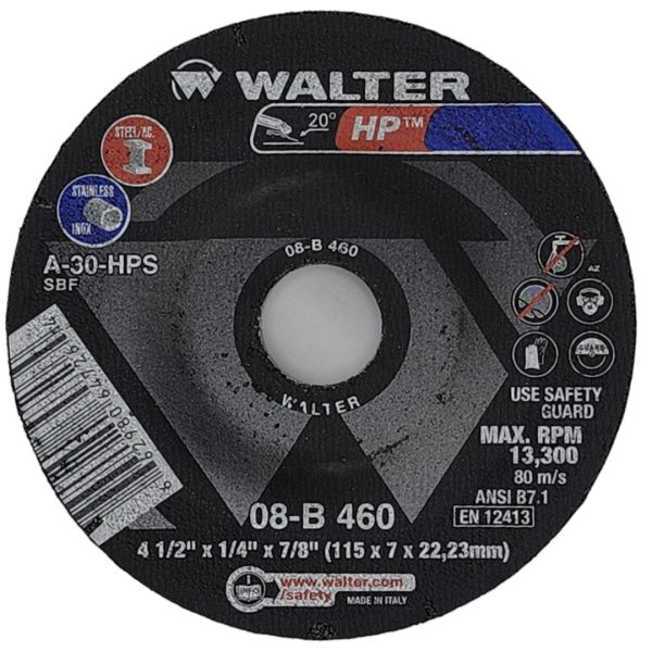 Walter Grinding Wheel Type 27 SOLD INDIVIDUALLY Abrasive Grinding Wheel w/Round Hole