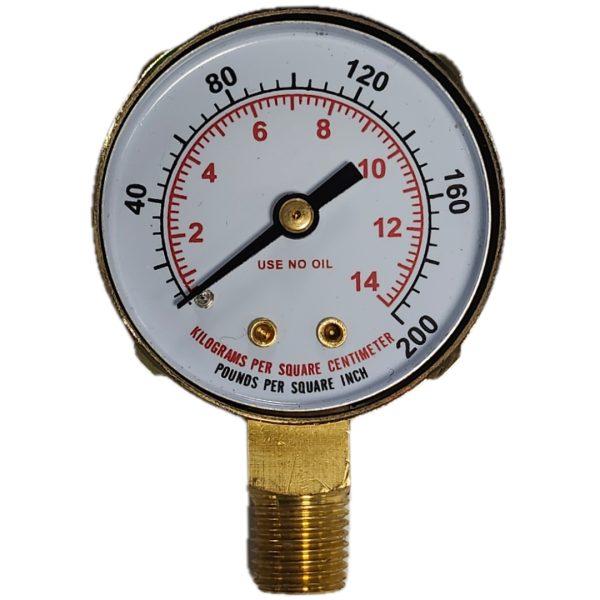 Pressure Gauge 2-1/2"X200 PSI 1/4"NPT Inlet A200